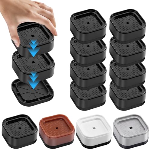 Heavy Duty Stackable Bed & Furniture Risers, 1 or 2 Inch - 8 Pack Black