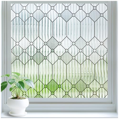 Frosted Reeded Glass Window Privacy Film, 17.5"x78.7"