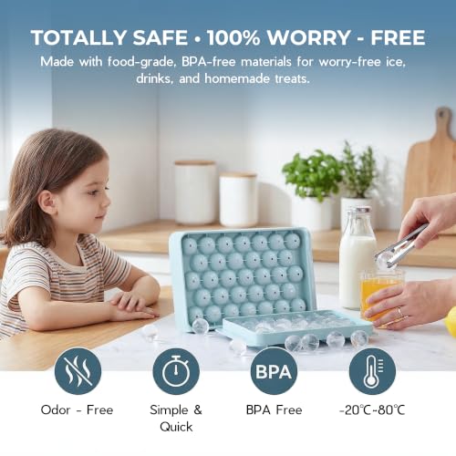 Round Ice Cube Tray Set with Storage Bin, Lid, and Tongs - 1-Inch Mini Spheres