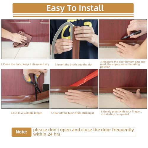 39-Inch Door Draft Stopper with Brush - Adhesive Door Sweep, White