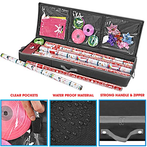 Wrapping Paper Storage Container Under Bed Gift Wrap Organizer Black