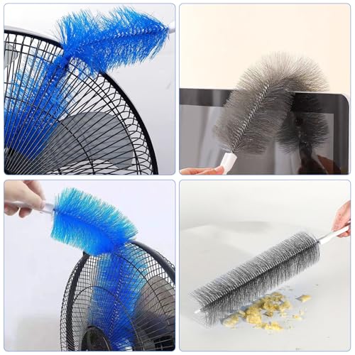 Bendable Microfiber Cobweb Duster Set - 2 Pcs Fan & Vent Cleaning Brushes