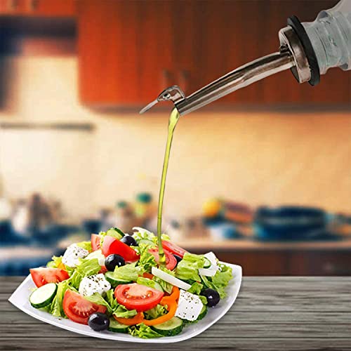 Stainless Steel Olive Oil & Liquor Bottle Pourers with Flip Top - 2 Pack