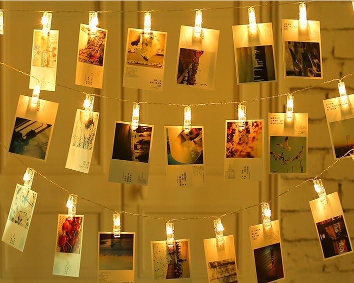 Skiennix 50 LED Photo Clip Starry Lights - Remote-Controlled Fairy Twinkle Lights | 16.4ft Warm White for Home Decor & Festivals