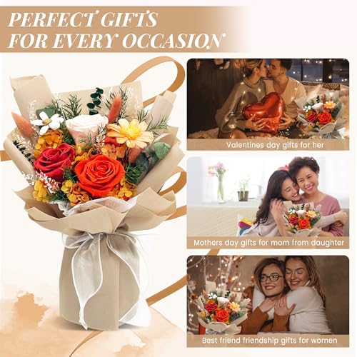 Handmade Preserved Rose Bouquet in Luxury Gift Box - Everlasting Flowers