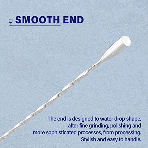 12-Inch Stainless Steel Bar Spoons, Long Handle Cocktail Stirrers (Set of 2)