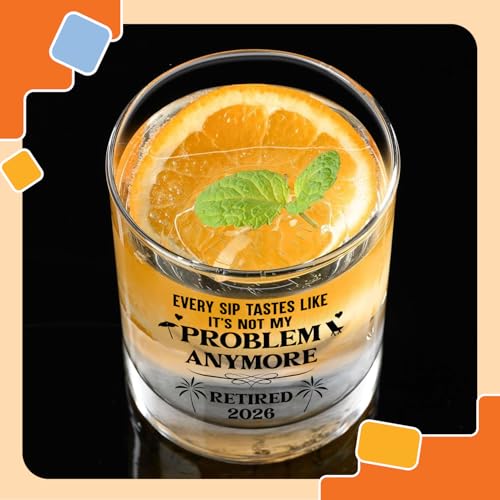 Retirement Whiskey Glass for Men - Funny Farewell Gift for Coworkers