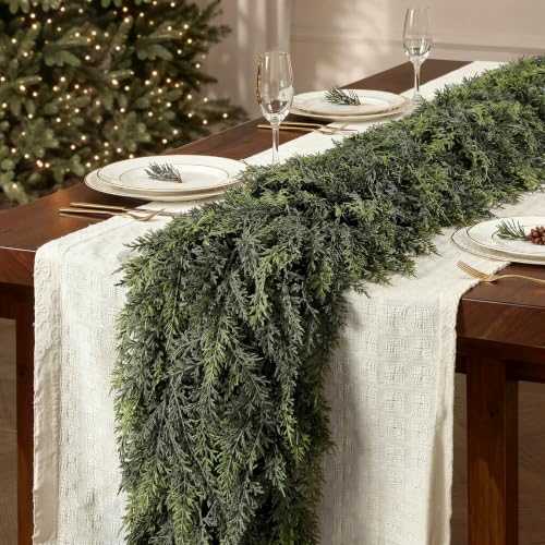 9ft Artificial Cedar Garland for Christmas Decor - Lush, Real Touch Greenery, 2-Pack