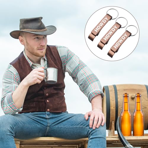 Junkin 30 Pcs Brown Western Cowboy Bottle Opener Keychains Party Favors
