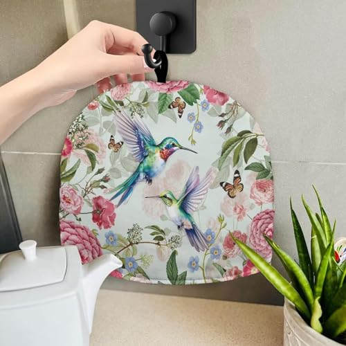 Insulated Tea Cozy for Teapot - Floral Hummingbird Kettle Warmer Cover