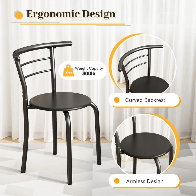 3-Piece Round Dining Table Set for 2 with Storage Shelf and Metal Frame