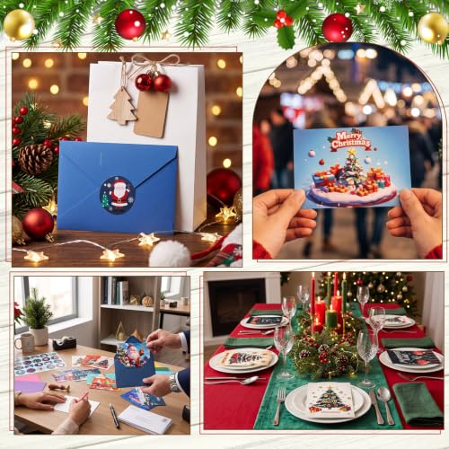 AmazingSpark 500-Card Christmas Card Set with Envelopes, Stickers - 100 Designs, 500 Pieces