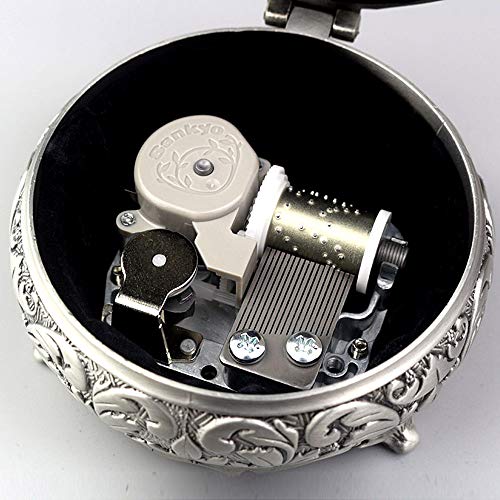 Vintage Embossed Metal Music Box - Once Upon a December Melody