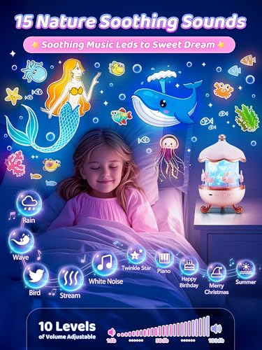 Carousel Star Projector Night Light with 15 Sounds and 15 Films for Kids