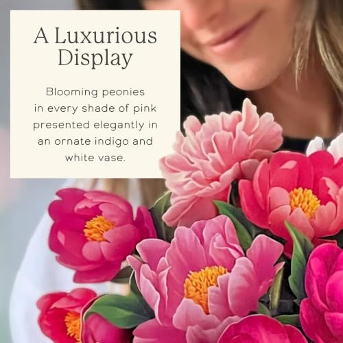 3D Peony Pop Up Greeting Card - 13-Inch Floral Bouquet Paper Card