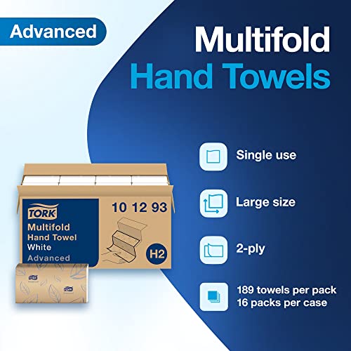 Soft 2-Ply Multifold Paper Hand Towels, White - 16 Packs x 189 Towels