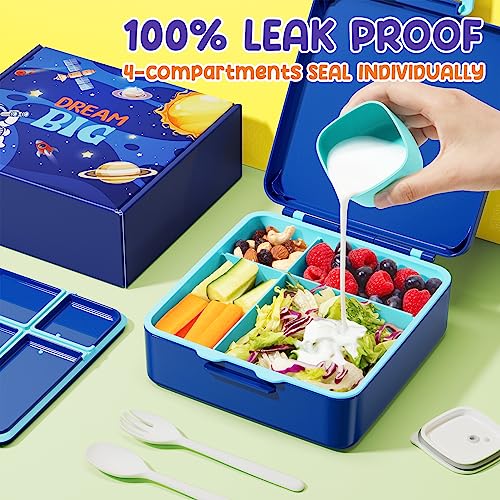 4-Compartment Kids Bento Lunch Box, Leak-Proof BPA-Free Food Container