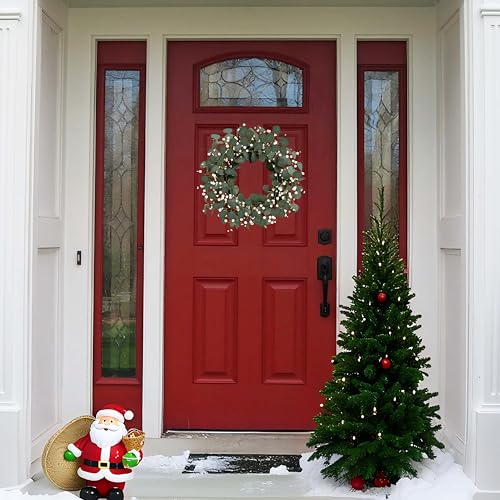 Green Eucalyptus Wreath 22in with White Berries - Front Door Holiday Decor