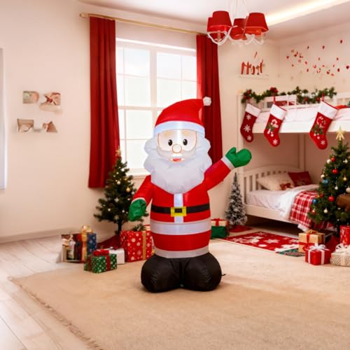 Inflatable Santa Claus with LEDs - 4ft Holiday Yard Decor, Auto Blow Up, Santa Variation
