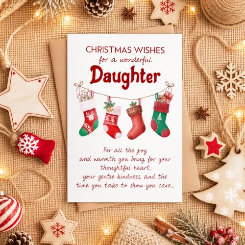 Personalized Christmas Card for Daughter - Heartfelt Holiday Greeting with Envelope