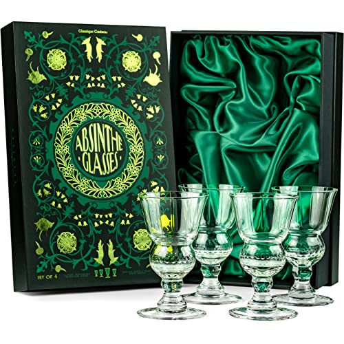 Vintage Crystal Absinthe Glasses - 6.5 oz Pontarlier Goblets, Set of 4