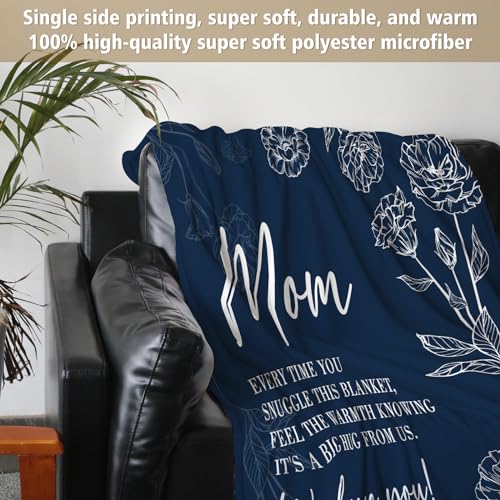 Floral Mom Throw Blanket 60 x 50 Inch - Soft Flannel Mothers Day Gift