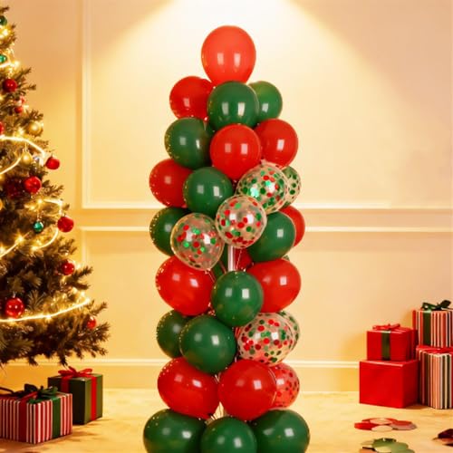 Red and Dark Green Balloons 50pcs 12in Confetti Mix, YGYXMY