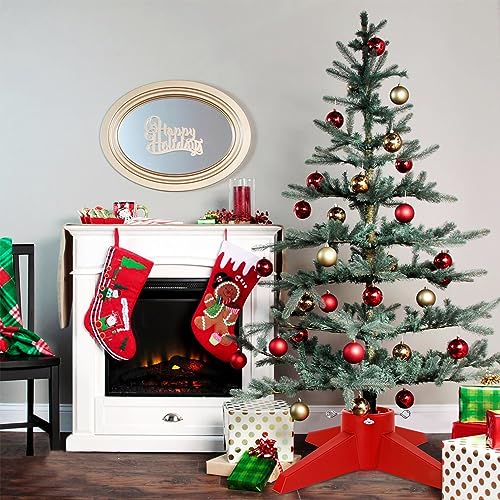 Heavy Duty Red Christmas Tree Stand for Real & Artificial Trees up to 8ft