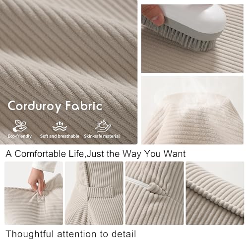 Corduroy Lumbar Support Pillow for Sofa & Bed - Ergonomic Triangle Cushion