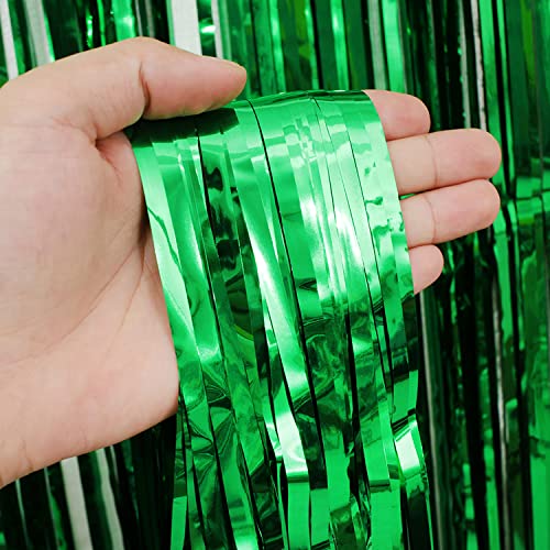 3-Pack Christmas Foil Fringe Curtain Backdrop 8x9.84 ft Red White Green