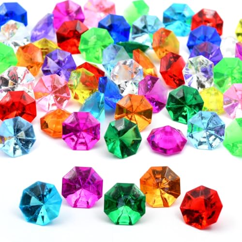 60-Piece Multicolor Acrylic Diamond Gems for Party Favors & Table Scatter