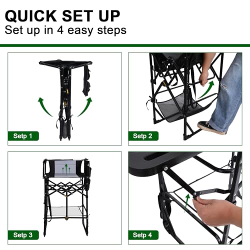 2 Pack Tall Directors Chair, 30.7-inch Folding Makeup Artist Chair with Table