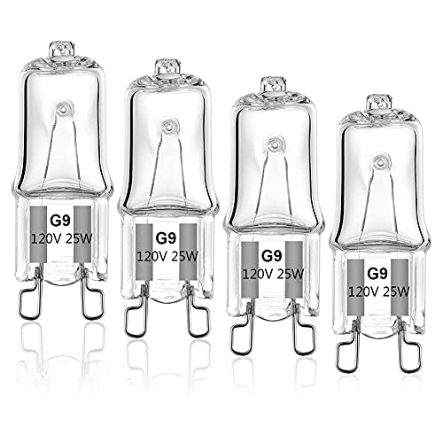 G9 Halogen Light Bulb 120V 25W for Microwave Oven - 4 Pack