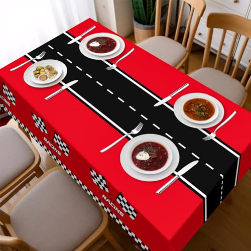 3-Pack Racing Car Plastic Tablecloths, Checkered Race Party Decor 54 x 108