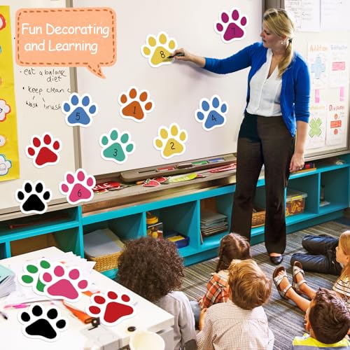36 Pcs Colorful Paw Print Cutouts, Large Cardboard Bulletin Board Decor