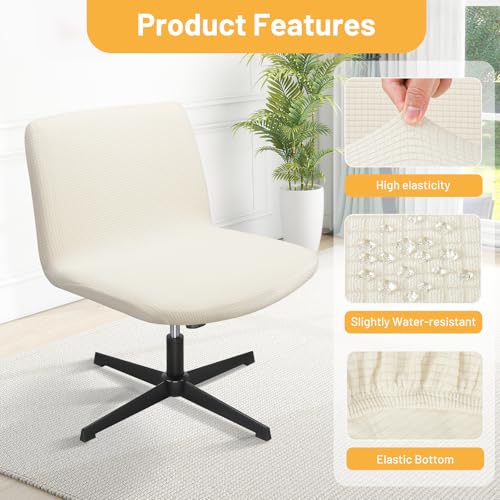 Stretchable Criss Cross Chair Slipcover for Armless Chairs - White