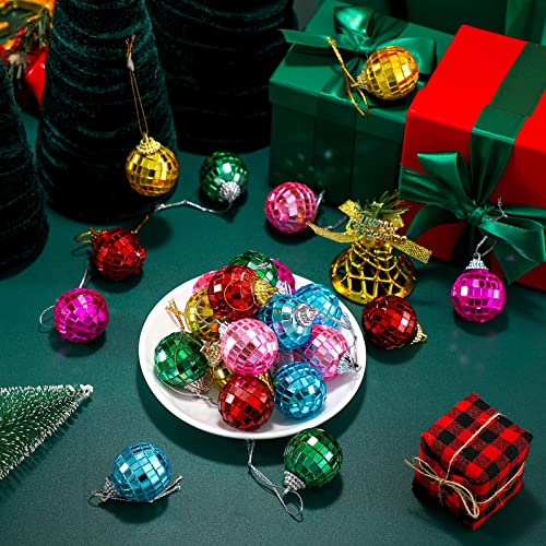 24 Pcs Mini Hanging Disco Balls - 1.18" Reflective Mirror Party Ornaments