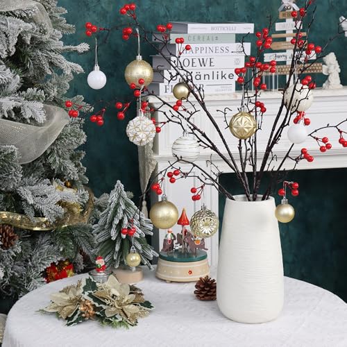 Forsylvanas 100pcs Christmas Ornaments Set White & Gold Shatterproof Holiday Decorations
