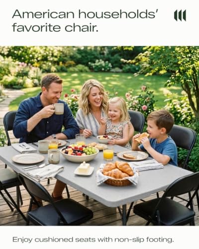 4-Pack Padded Folding Chairs, Heavy-Duty Metal Portable Seats for Indoor-Outdoor