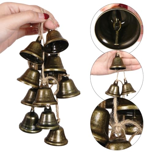 Rustic Bronze Bell Garland 4.4ft with 12 Bells for Christmas Decor