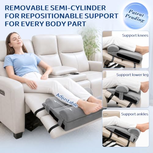 Adjustable Recliner Foot Rest Cushion with Removable Cylinder - Grey