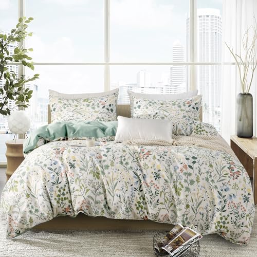 Floral Twin Duvet Cover Set - 100% Microfiber with Zipper Closure
