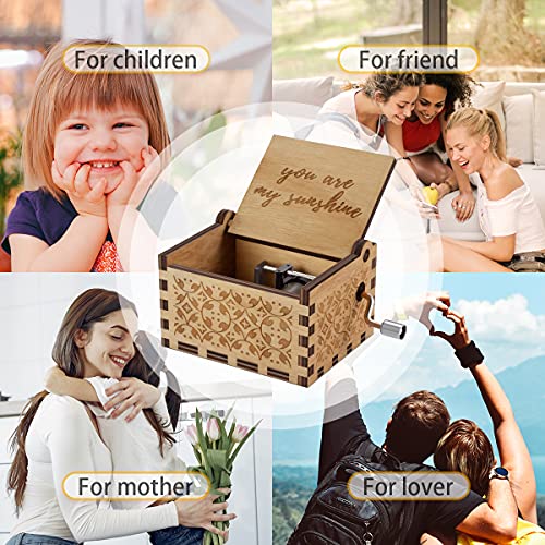 Vintage Laser-Engraved Wooden Music Box - You Are My Sunshine Melody