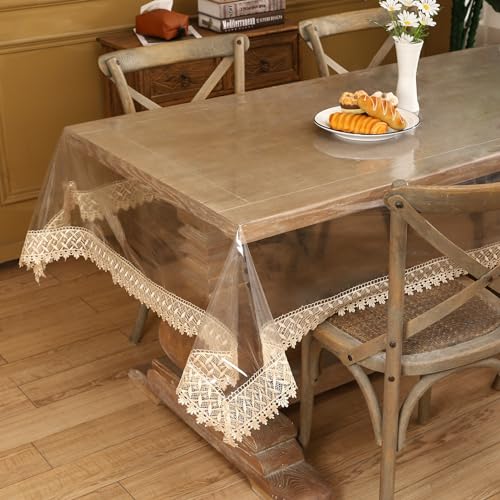 Clear Vinyl Tablecloth Protector, Waterproof 54x84 Inch Plastic Table Cover