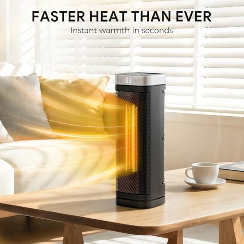 17-Inch 1500W Electric Space Heater with Remote and Thermostat