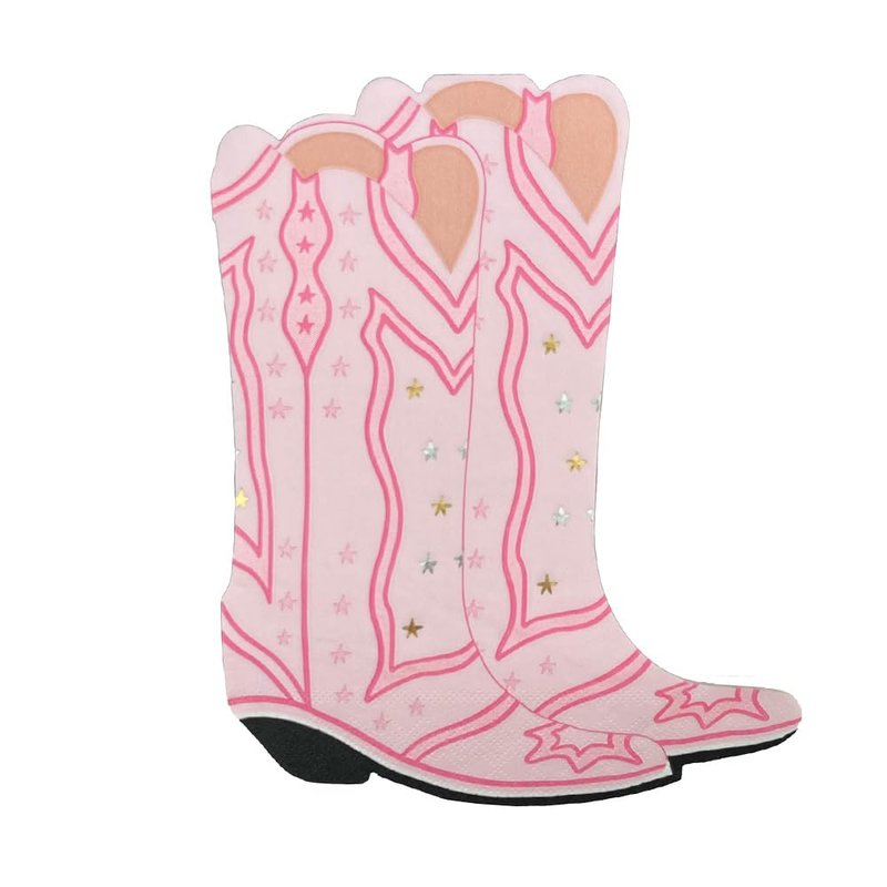 Daydream Society Pony Tale ""Boot"" Napkins - Boot Shape Napkins - Cowgirl Napkins - Pack of 16 - Disposable Napkins - Cowgirl Theme Napkins - Cowgirl Theme Birthday - Birthday Parties, Large