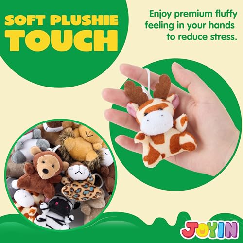 JOYIN 24 Pcs Mini Safari Animal Plush Toys (24 Units 3" Each), Animals Keychain Decoration for Kids, Small Stuffed Animal Bulk for Kids, Carnival Prizes, School Gifts, Christmas Goodie Bags