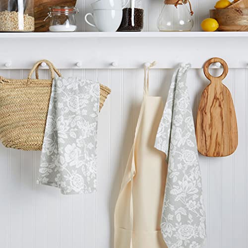 Floral Cotton Kitchen Towels - 2-Pack Dual-Purpose Absorbent Dish Towel Set