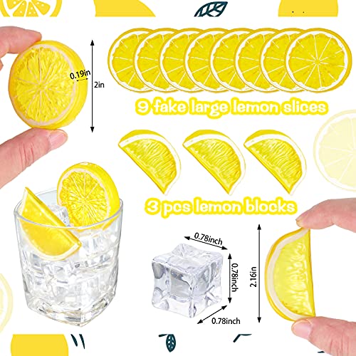 42 Pcs Artificial Lemon Slice and Ice Cube Decor Set