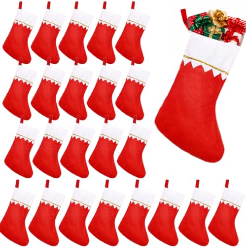 Christmas Stockings Bulk 24 Pack, 15-Inch Red Felt Santa Stockings for Fireplace